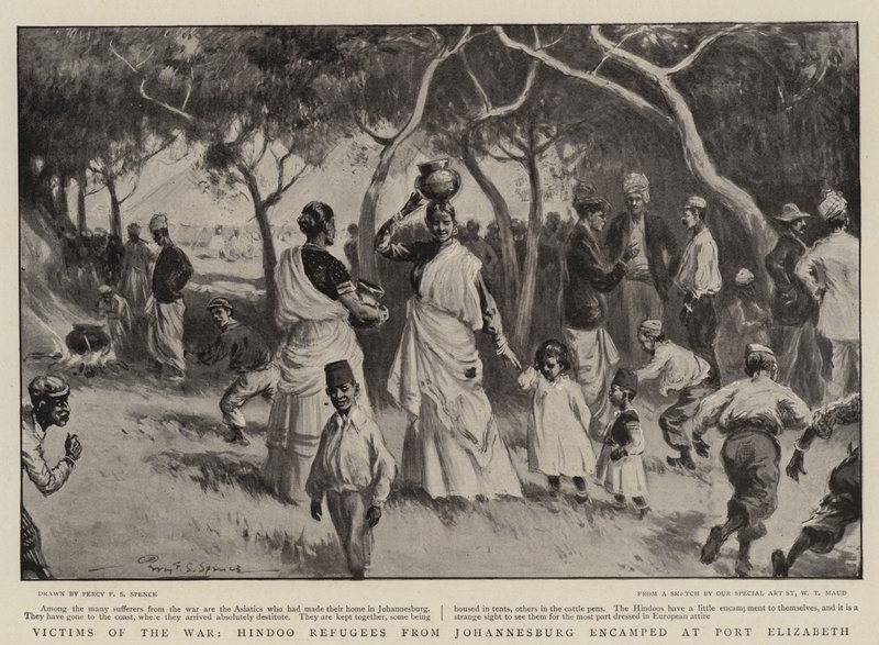 Victims of the War, Hindoo Refugees from Johannesburg Encamped at Port Elizabeth by Percy F.S. Spence