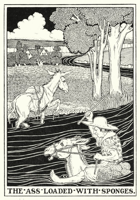 Fables of La Fontaine: The ass loaded with sponges by Percy James Billinghurst