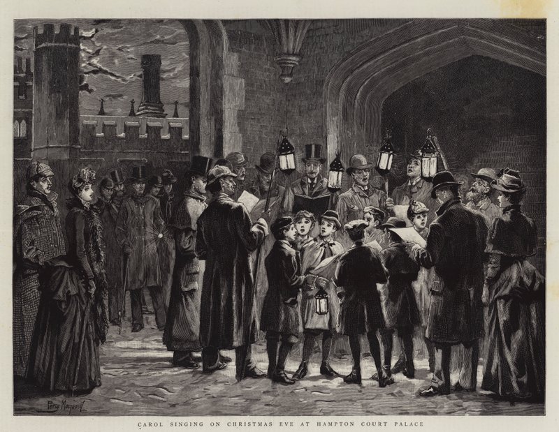 Carol Singing on Christmas Eve at Hampton Court Palace by Percy Macquoid