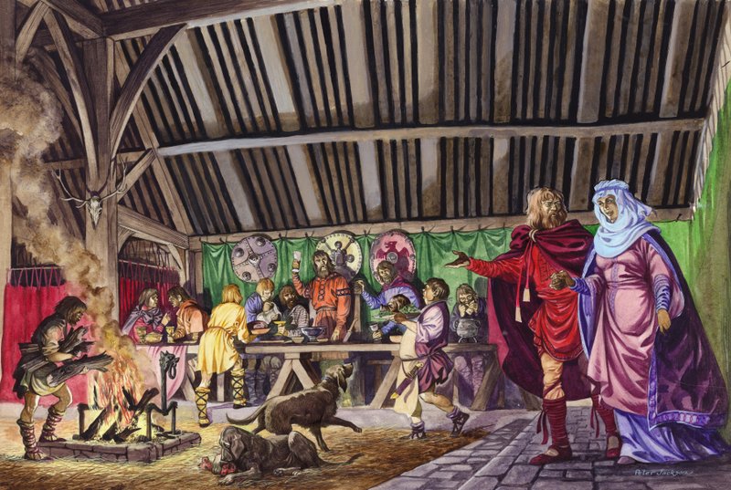 Anglo-Saxon Thane leads his Wife into the Great Hall by Peter Jackson