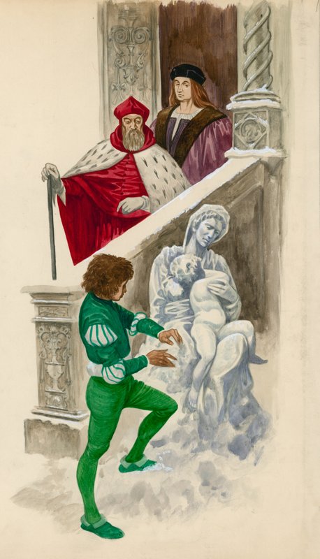 Michelangelo, as a Boy, Carving a Statue from the Snow by Peter Jackson