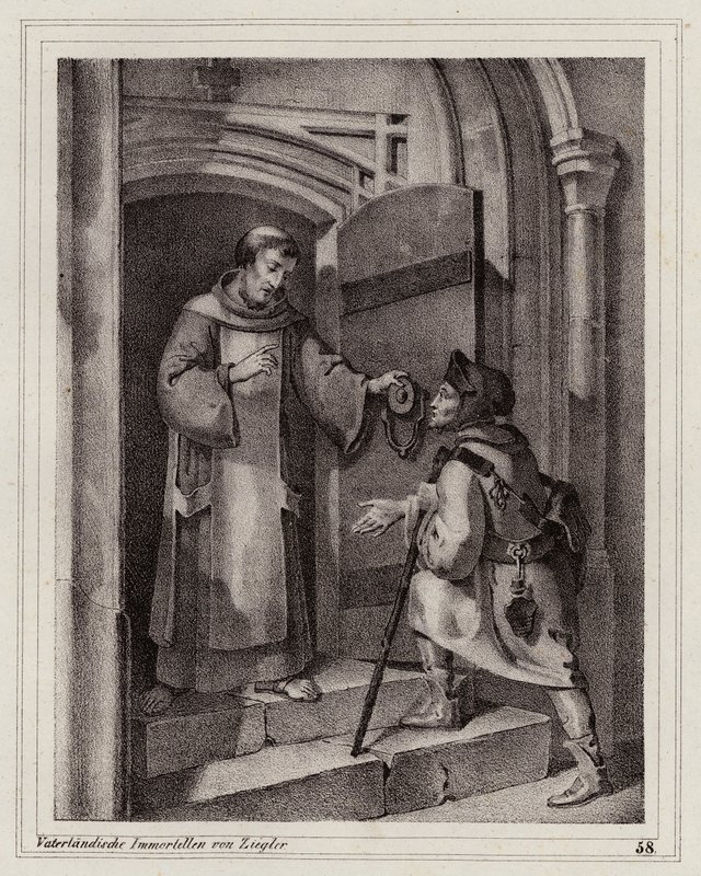 The outlaw John Parricida seeking refuge in a monastery in Pisa by Peter Johann Nepomuk Geiger