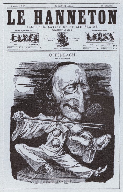 Caricature of the German-born French Composer Jacques Offenbach by Philippe Auguste Cattelain