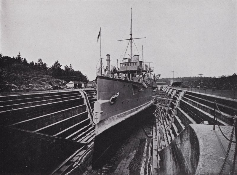 HMS Flora in Dock, Esquimalt, British Columbia by Photographer Canadian