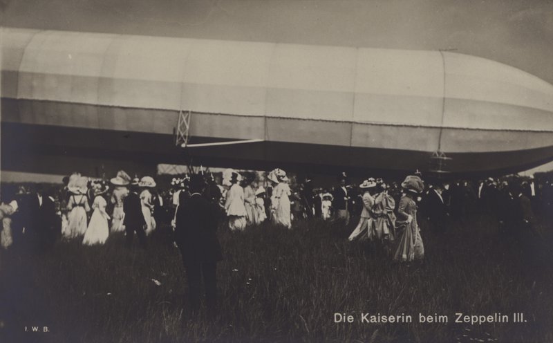 Empress Victoria Augusta of Germany with Zeppelin LZ III by Photographer German