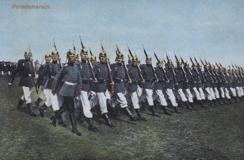 German Army Infantry Soldiers Marching on Parade by Photographer German