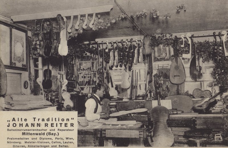 Johann Reiter, Maker and repairer of stringed instruments, Mittenwald, Bavaria by Photographer German