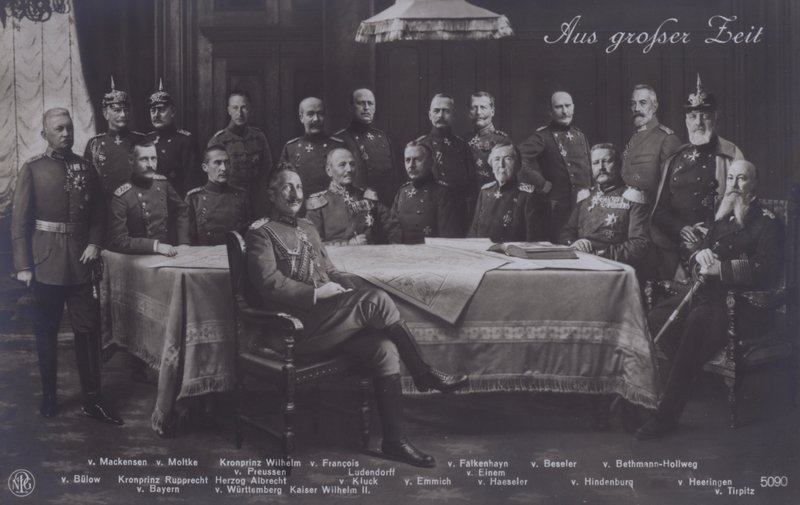 Kaiser Wilhelm II of Germany with Senior German Military Commanders by Photographer German