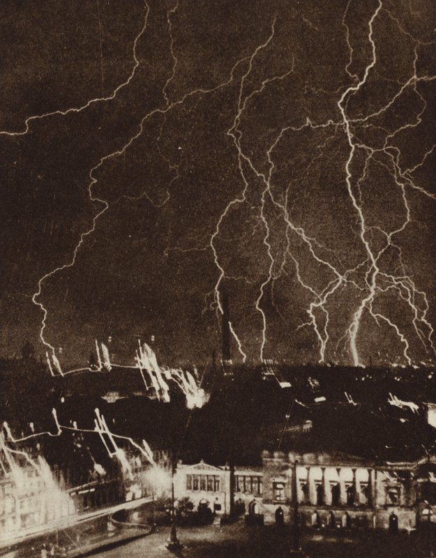 Lightning flashes over the city of Leipzig, Germany, during a thunderstorm by Photographer German