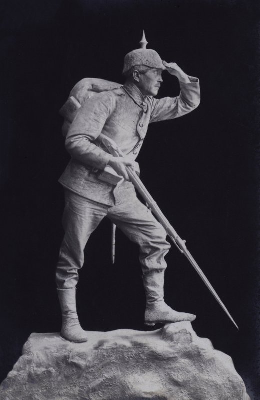 Sculpture of a First World War German soldier looking across the battlefield by Photographer German