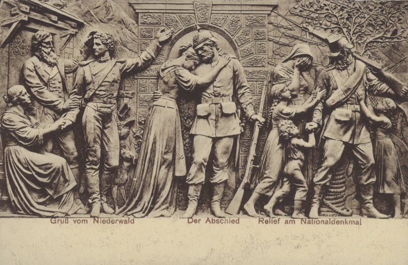 The farewell, relief on the Nationaldenkmal, monument commemorating the unification of Germany, Rudesheim am Rhein, Hesse by Photographer German