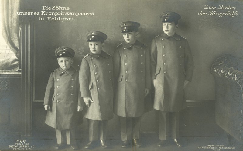 The sons of Crown Prince Wilhelm of Germany in military uniform by Photographer German