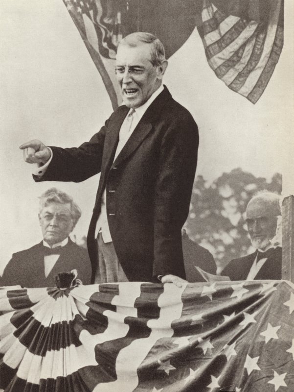 US President Woodrow Wilson, the driving force behind the establishment of the League of Nations, who nevertheless failed to persuade his country to join the organisation by Photographer German