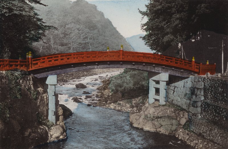 Japan, c.1912: Sacred Bridge at Nikko, 90 Miles North of Tokyo by Photographer Japanese
