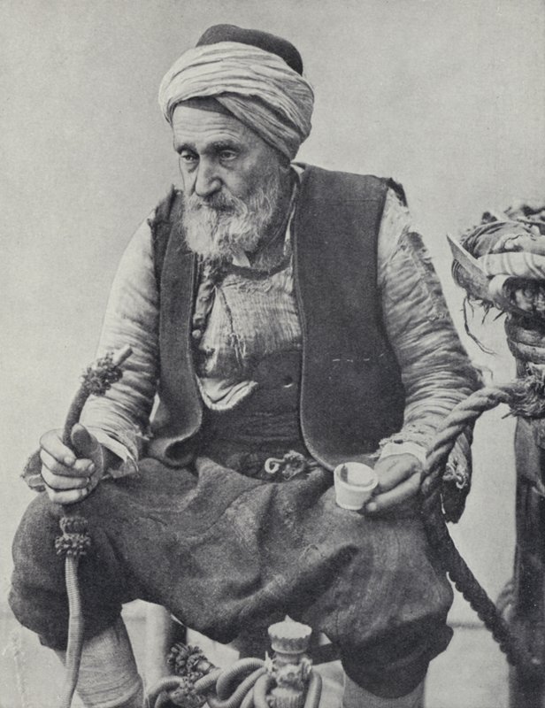 Peasant Smoking a Hookah, Izmir, Turkey by Photographer Turkish