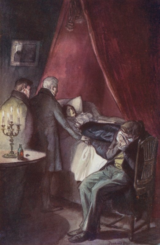 Emma, Her Chin Sunk on Her Breast, Lay with Open, Staring Eyes by Pierre Georges Jeanniot