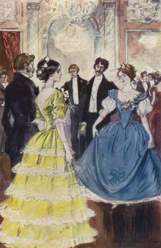 I Perceived Marguerite Dancing with the Comte de N (colour litho) by Pierre Georges Jeanniot