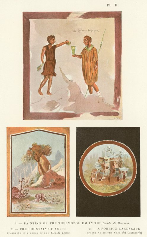 Painting of the Thermopolium in the Strada di Mercurio, The Fountain of Youth, A Foreign Landscape by Pierre Gusman