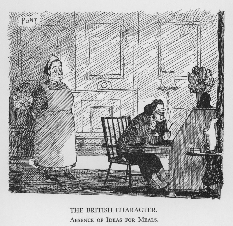 The British Character, Absence of Ideas for Meals (litho) by Pont
