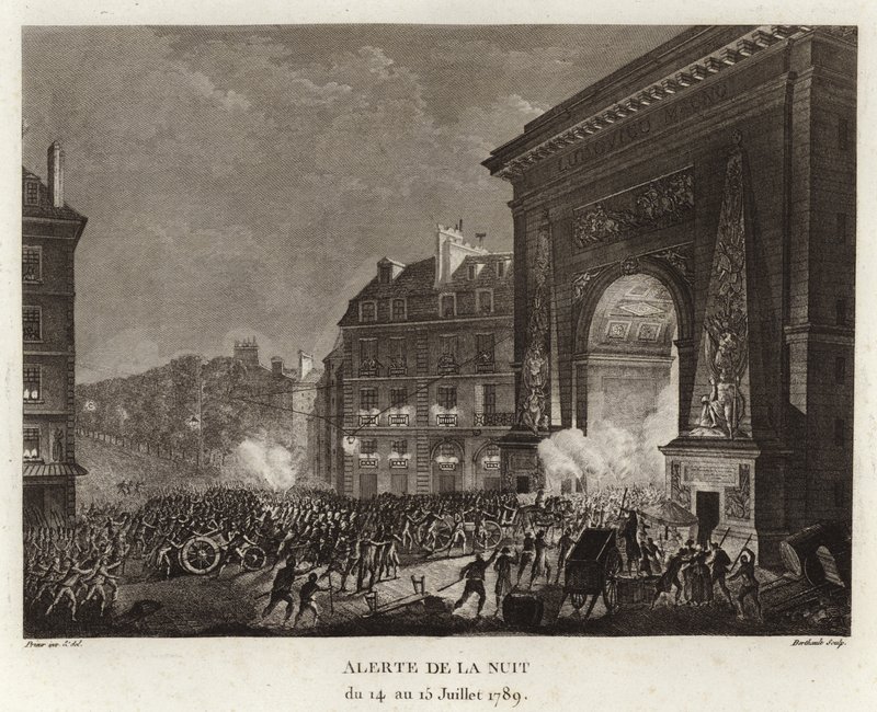 Crowds Gather in the Shadows of a Triumphal Arch by Prieur