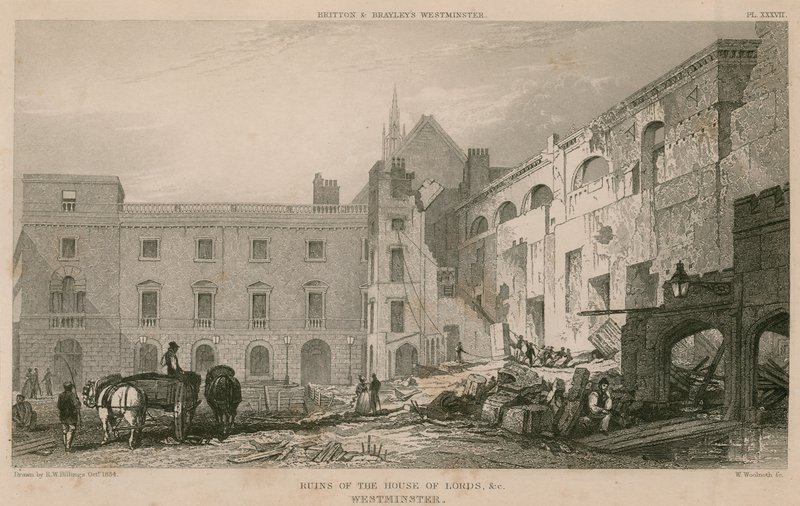 Ruins of the House of Lords, Westminster by R. W. Billings