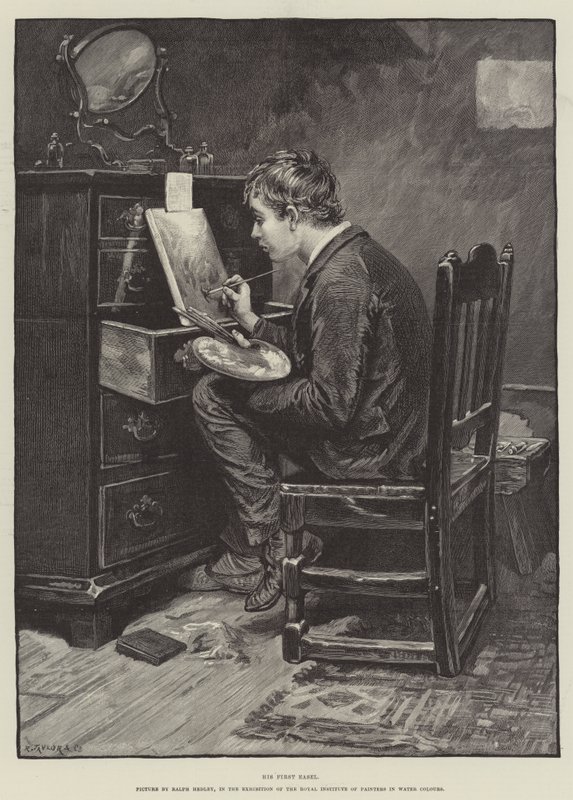 His First Easel by Ralph Hedley