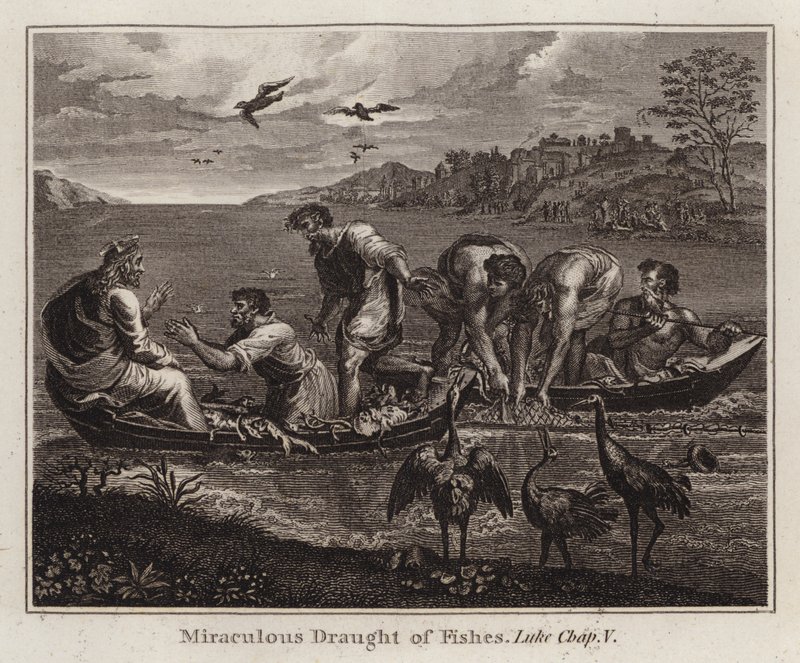 Miraculous Draught of Fishes, Luke 5 (engraving) by after Raphael