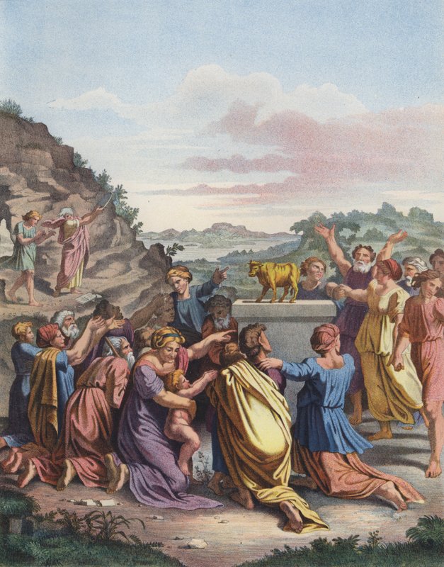 The worship of the Golden Calf by after Raphael