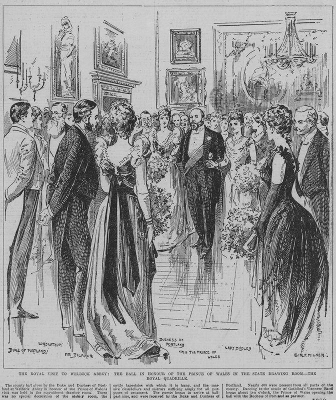 Dancing the Royal Quadrille at the ball for the Prince of Wales at Welbeck Abbey, Nottinghamshire by Reginald Thomas Cleaver
