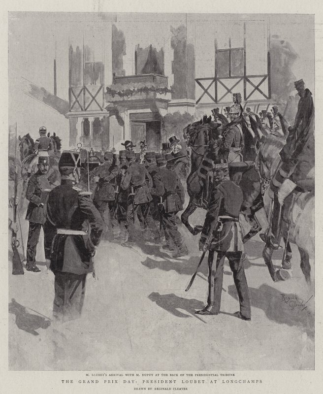 The Grand Prix Day, President Loubet at Longchamps by Reginald Thomas Cleaver