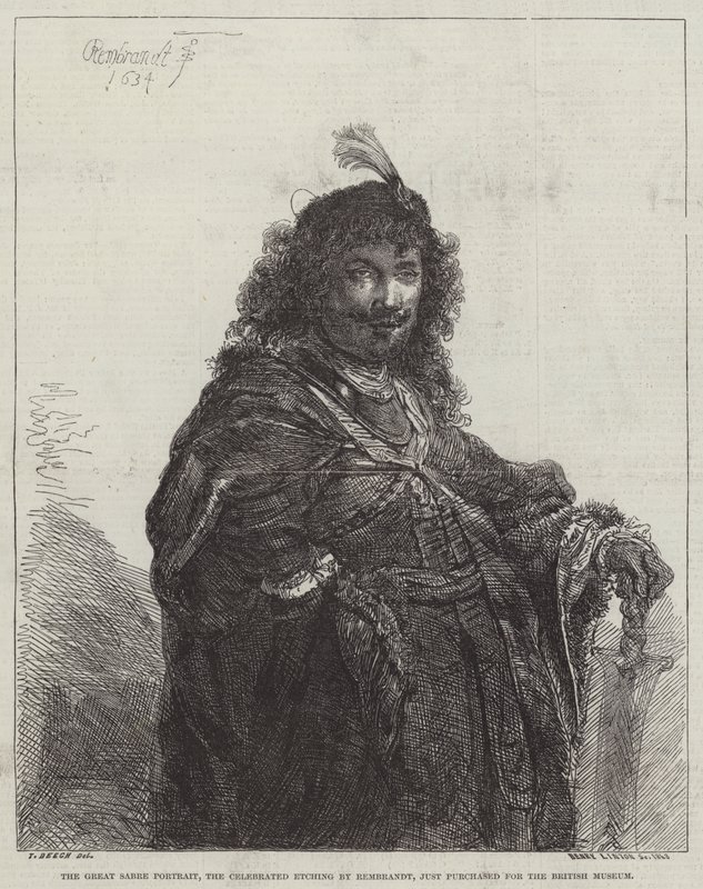 The Great Sabre Portrait, the Celebrated Etching by Rembrandt van Rijn