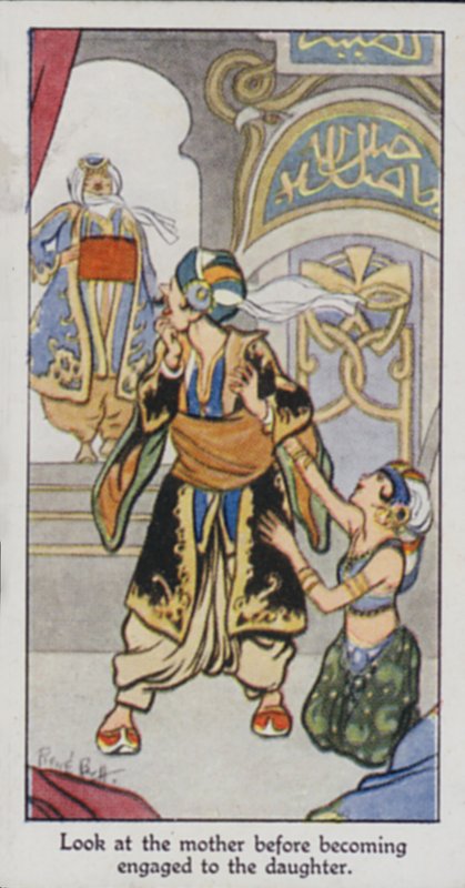 Eastern Proverb: Look at the mother before becoming engaged to the daughter by René Bull