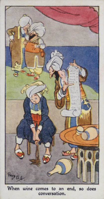 Eastern Proverb: When wine comes to an end, so does conversation by René Bull