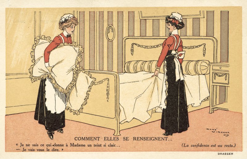 Two Maids Changing Bed Clothes by Rene Vincent