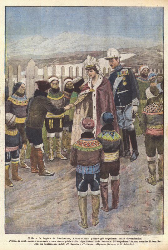 The King and Queen of Denmark, Alexandrine, to the Greenland Eskimos by Riccardo Salvadori