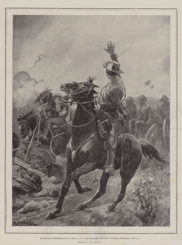 A Notable Performance of the CIV, the Battery Engaged Outside Pretoria, 11 June by Richard Caton Woodville junior