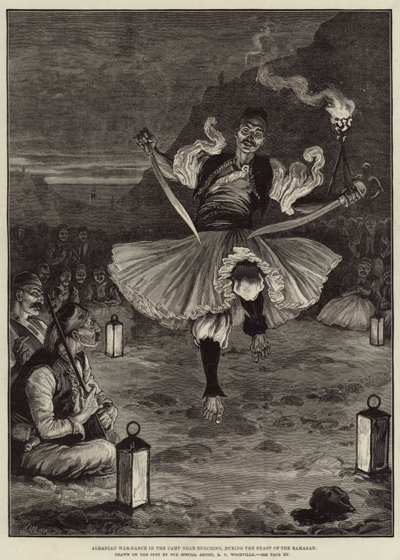 Albanian War-Dance in the Camp Near Dulcigno, During the Feast of the Ramazan by Richard Caton Woodville junior