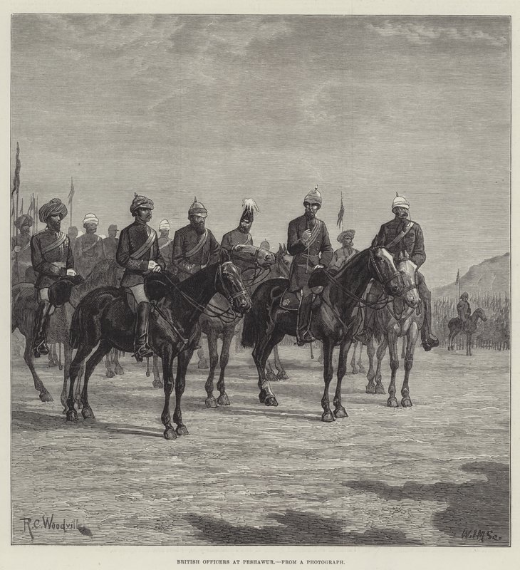 British Officers at Peshawur by Richard Caton Woodville junior