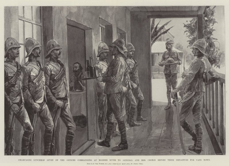 Champagne Luncheon given by the Officer commanding at Modder River to General and Mrs Cronje before their Departure for Cape Town by Richard Caton Woodville junior