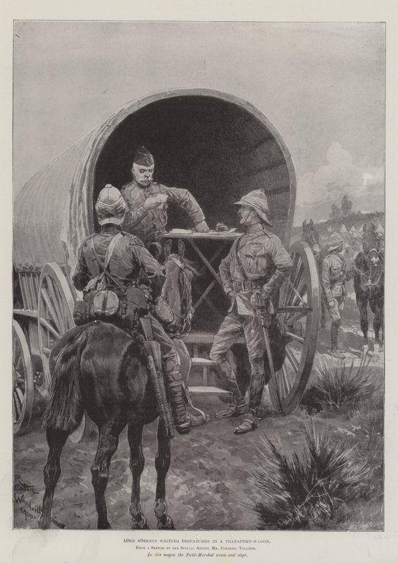 Lord Roberts Writing Despatches in a Transport-Wagon by Richard Caton Woodville junior