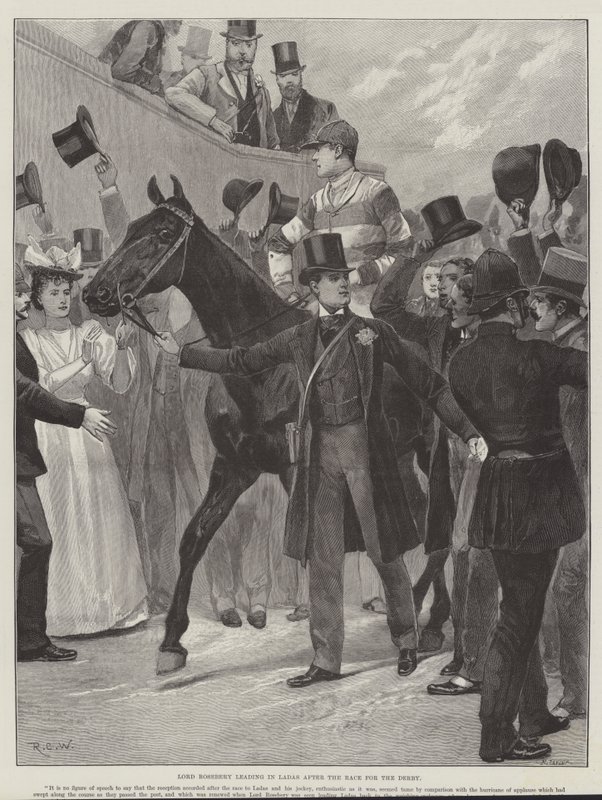 Lord Rosebery leading in Ladas after the Race for the Derby by Richard Caton Woodville junior