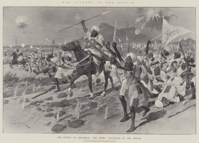 Our Success in the Soudan, the Battle of Omdurman, the Enemy Advancing to the Attack by Richard Caton Woodville junior