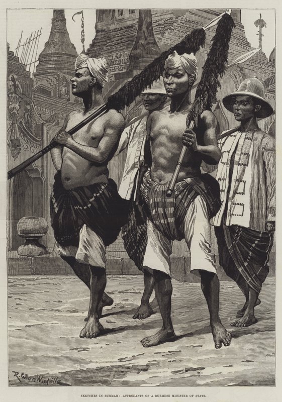 Sketches in Burmah, Attendants of a Burmese Minister of State by Richard Caton Woodville junior
