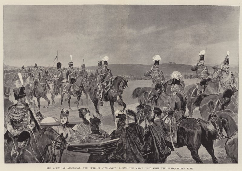 The Queen at Aldershot, the Duke of Connaught leading the March Past with the Headquarters
