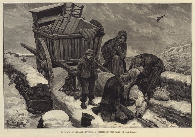 The State of Ireland, Evicted, a Sketch on the Road in Connemara by Richard Caton Woodville junior