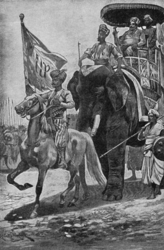 Surajah-Dowlah, Mounted on an Elephant, Prepares to Meet Robert Clive at Plassey by Richard Caton II Woodville