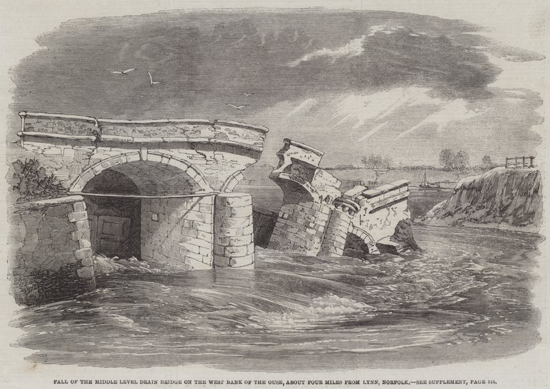 Fall of the Middle Level Drain Bridge on the West Bank of the Ouse, about Four Miles from Lynn, Norfolk by Richard Principal Leitch