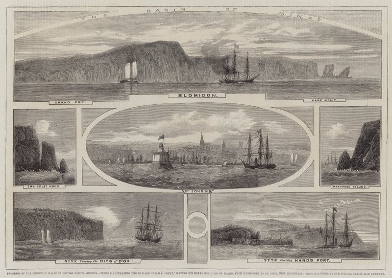 Progress of the Prince of Wales in British North America, Views Illustrating the Passage of HMS Styx, Having His Royal Highness on Board, from Handsport to St John, New Brunswick by Richard Principal Leitch