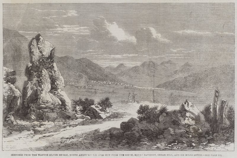 Sketches from the Washoe Silver Region, North America, Virginia City from the South, Mount Davidson, Cedar Hill, and Six Miles Gutch by Richard Principal Leitch