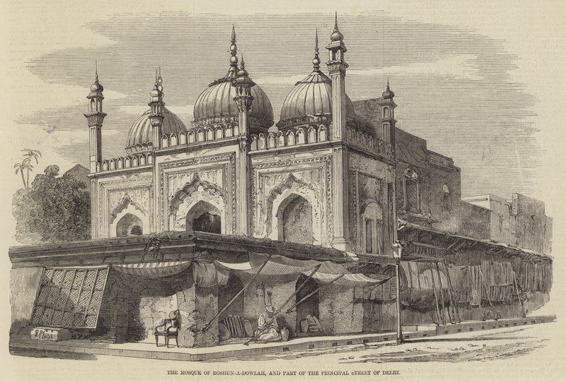 The Mosque of Roshun-a-Dowlah, and Part of the Principal Street of Delhi by Richard Principal Leitch